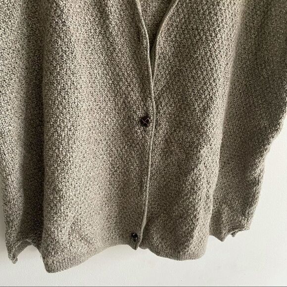 OLSEN Oversized V-Neck Sleeveless Chunky Knit Cardigan Sweater Tan O/S - Picture 8 of 13